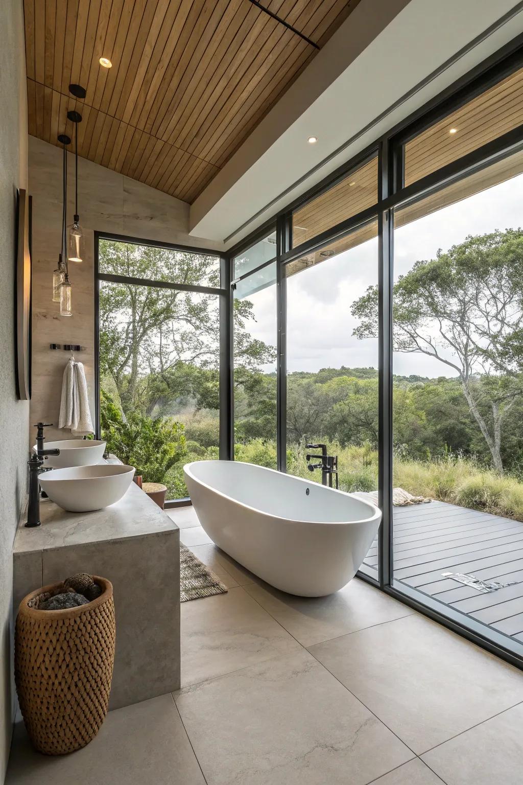 Get a modern look with a sleek, elevated bathtub frame.