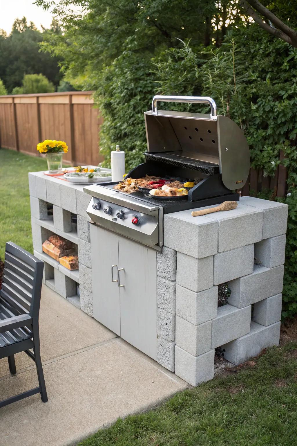 Build a special BBQ island with blocks.