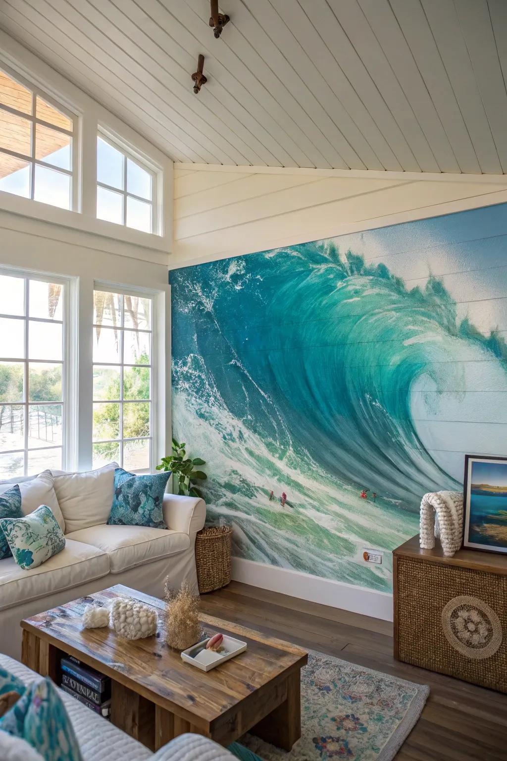 A stunning mural capturing the essence of the sea.