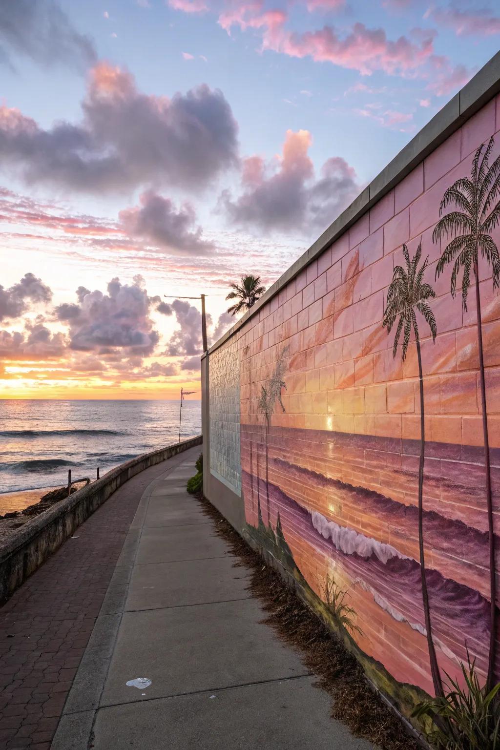 Commence each day refreshed using a sunrise mural in delicate pastels.