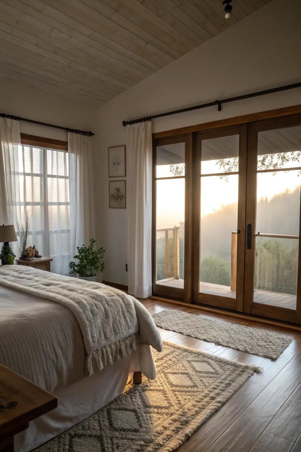 Textured glass offers seclusion while diffusing soft, natural light.