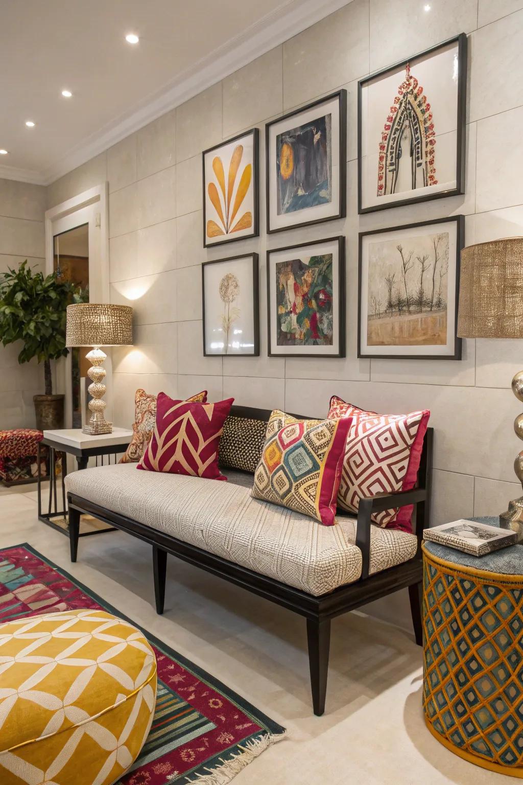 Geometric designs forge a striking focal point on your bench.