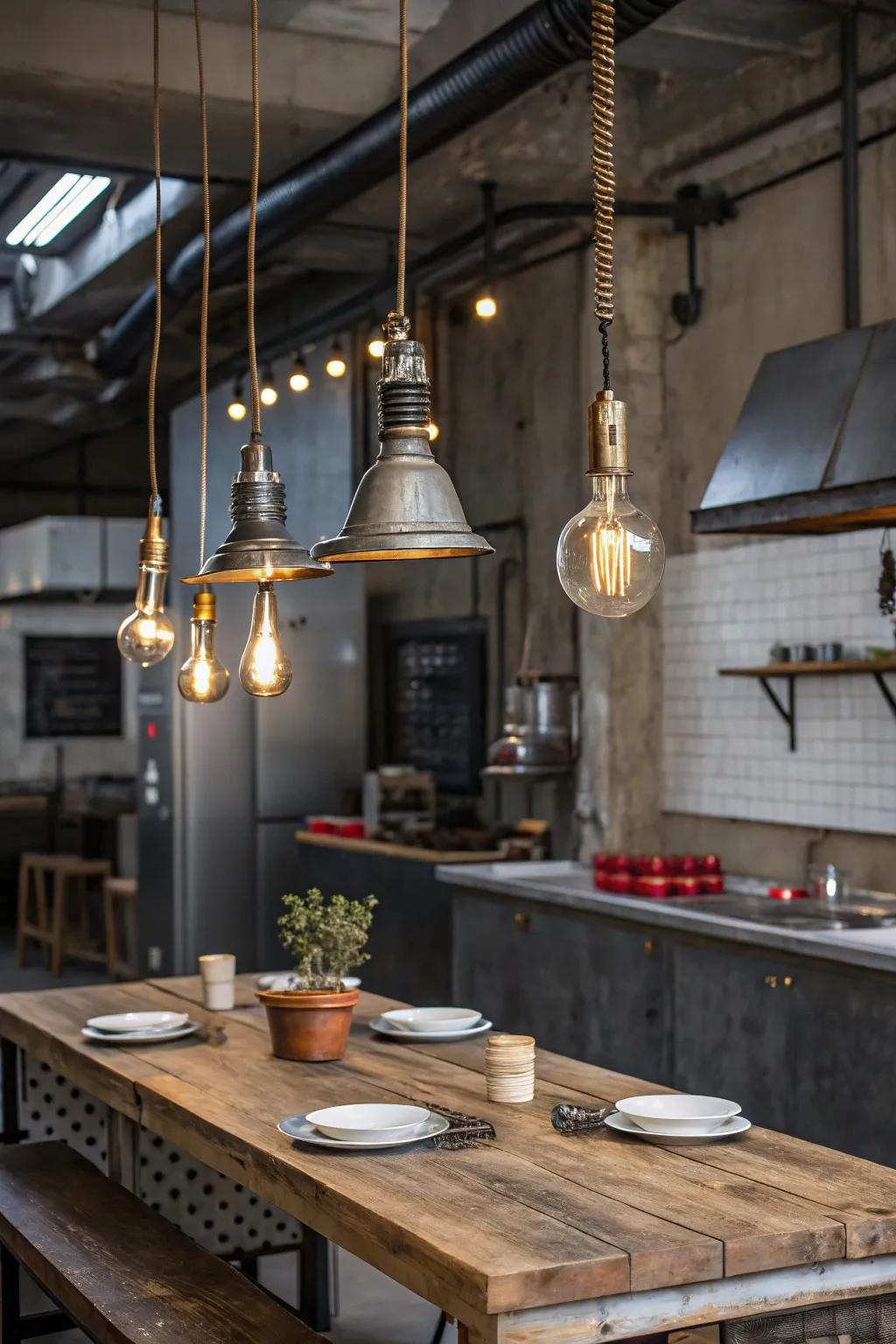 Introduce an industrial touch with robust lighting solutions.