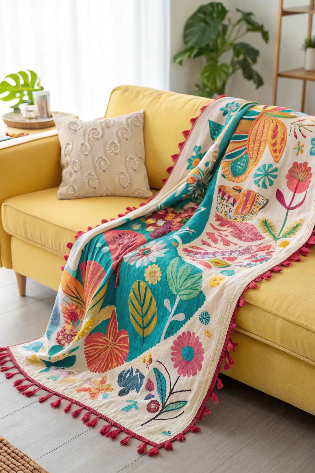 A colorful background blanket bringing vibrancy to any space.
