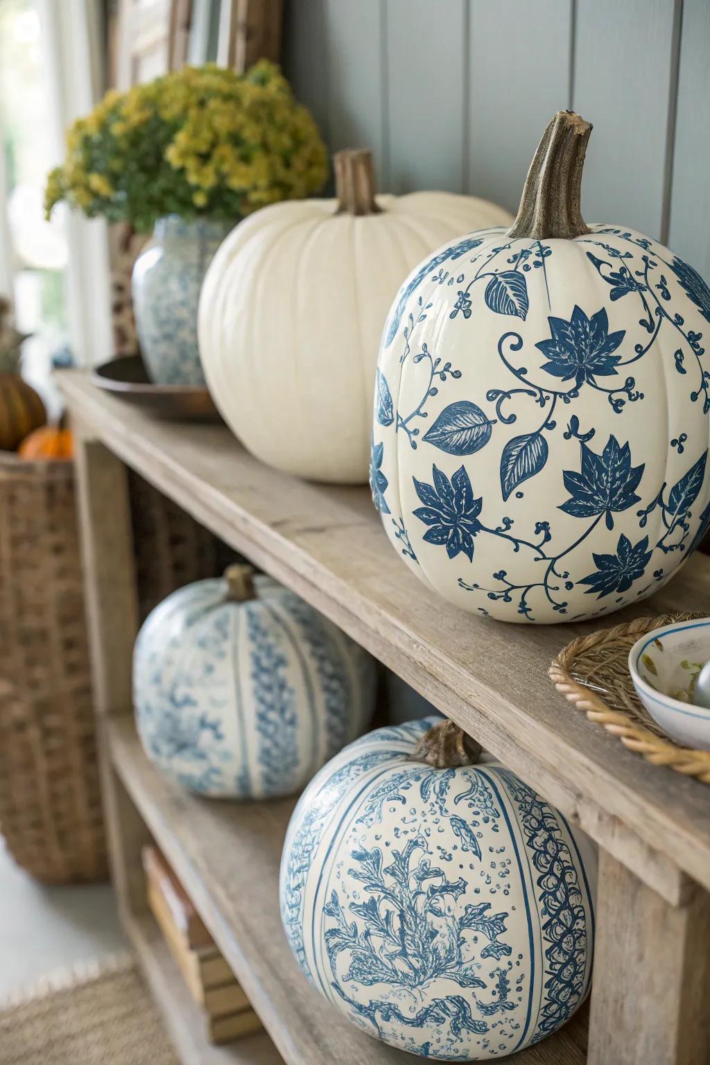 Infuse sophistication utilizing design-inspired pumpkins.