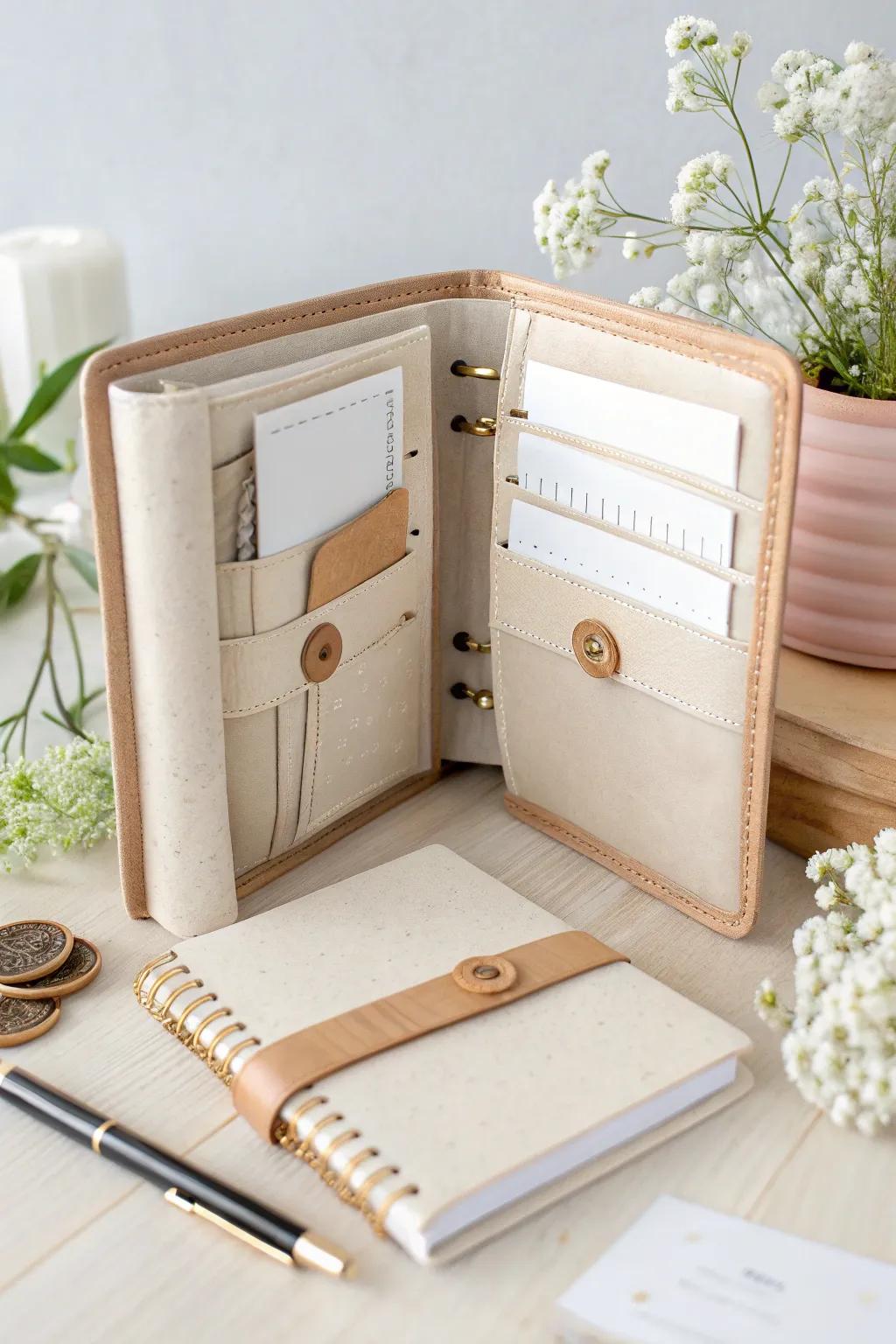 Elevate your organization with a touch of Scandinavian elegance and Boho charm. Discover the art of interactive binder design with handcrafted pockets and flaps.