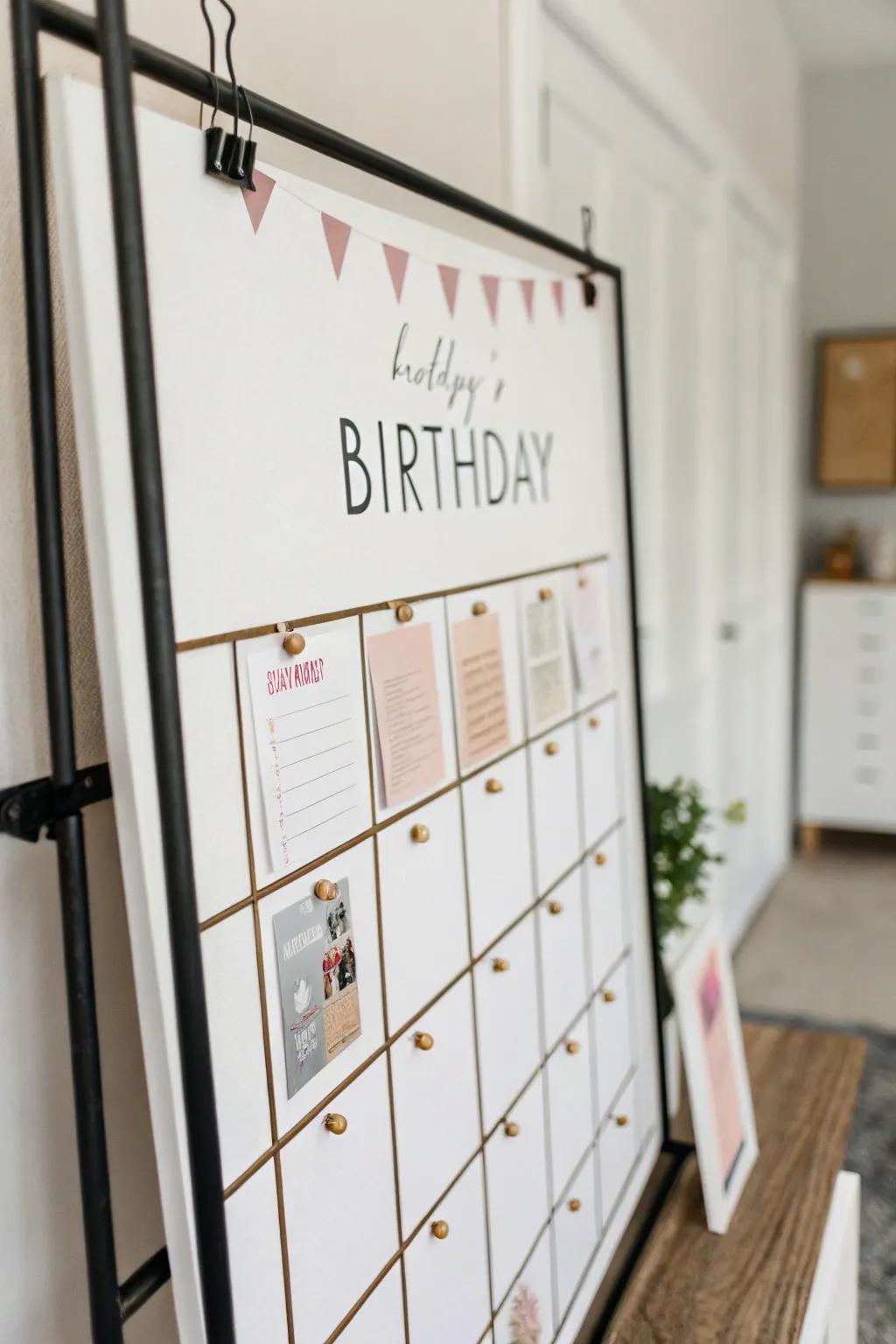 Minimalist-themed birthday board for a modern aesthetic.