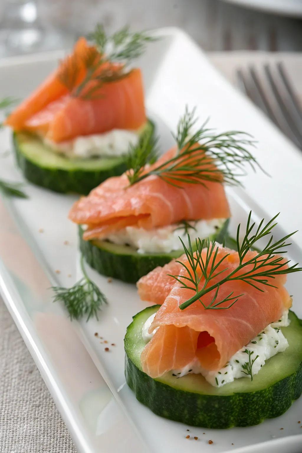 Elegant smoked salmon bites, perfect for sophisticated gatherings.