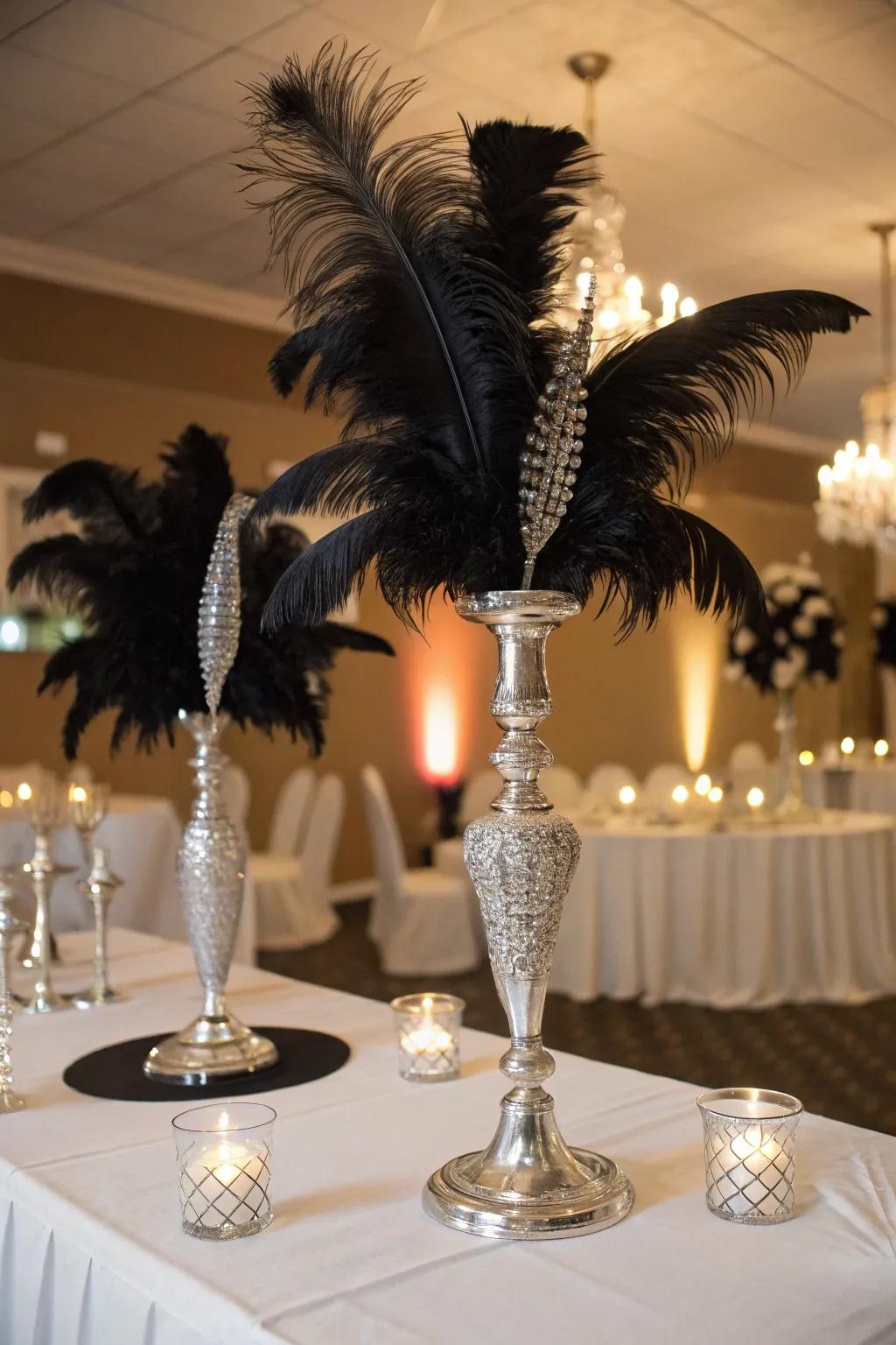 Captivating centerpieces presenting shadow and shimmer.