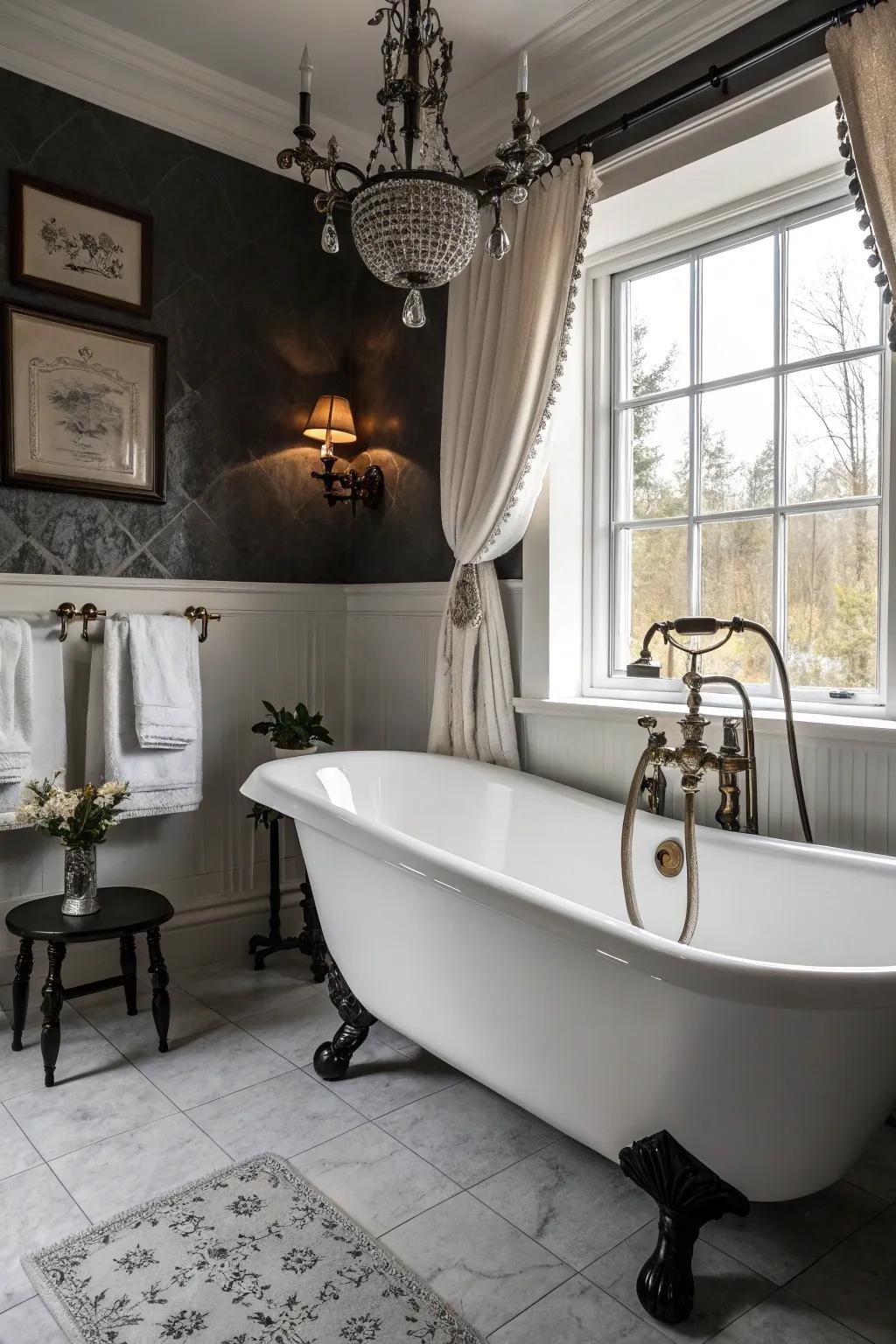 Vintage aspects infuse the area with allure.