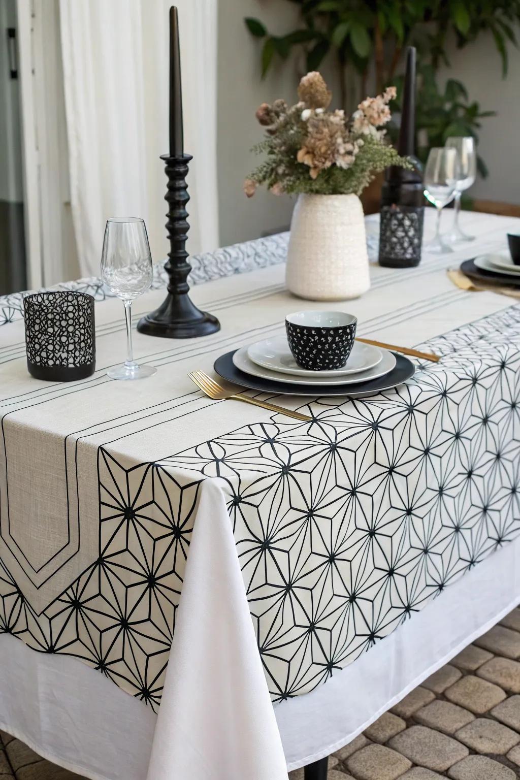 Mathematical patterns add a modern elegance to the traditional theme.
