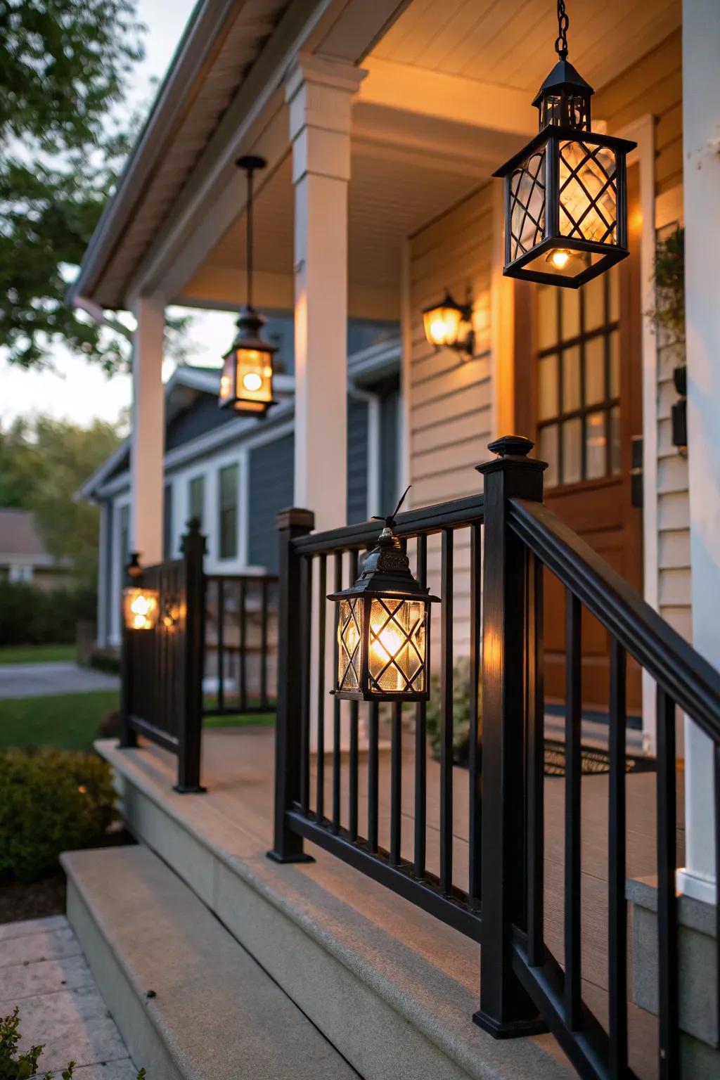 Torch lighting enhances the beauty and functionality of your porch.