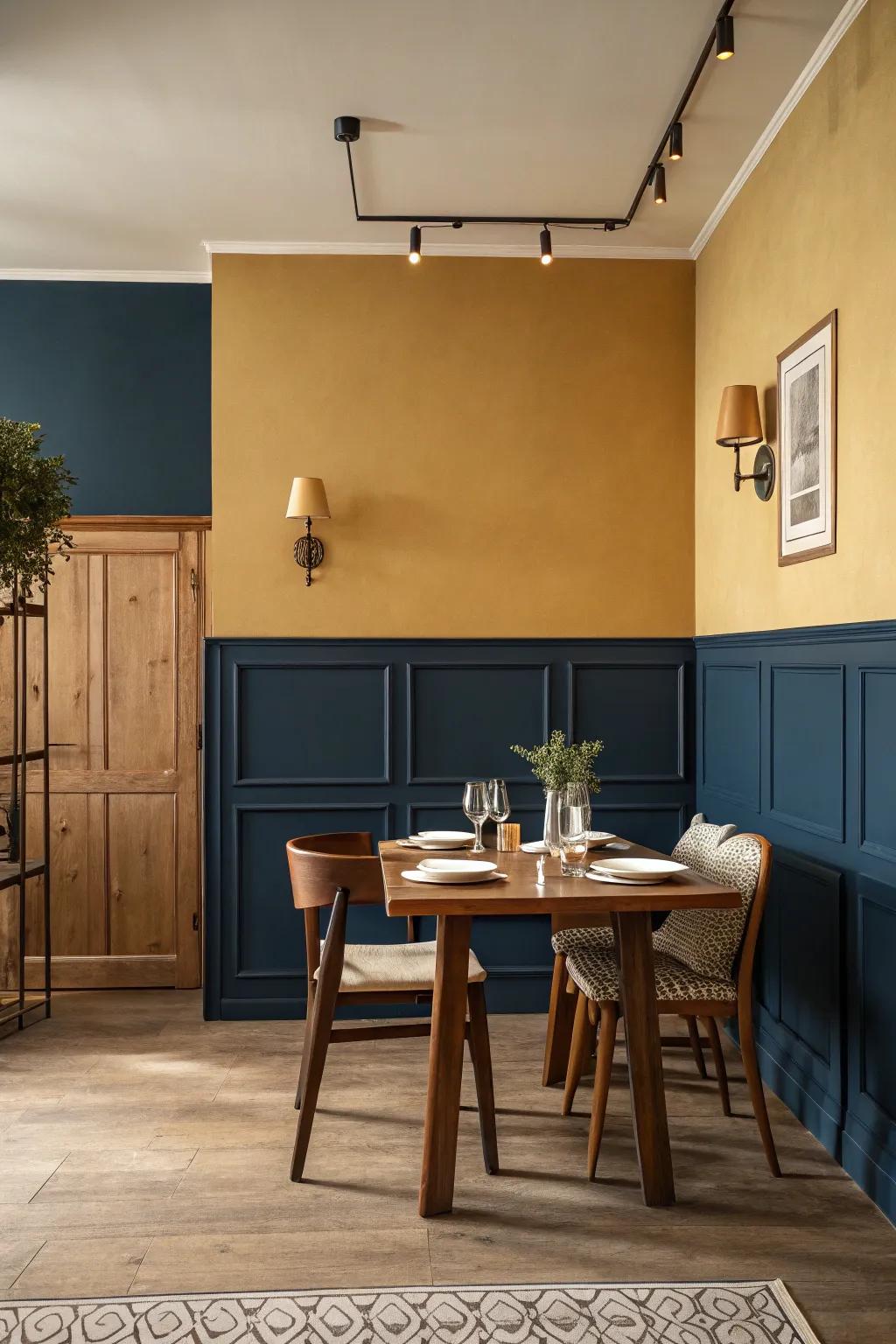 Create visual appeal through a two-tone wall.