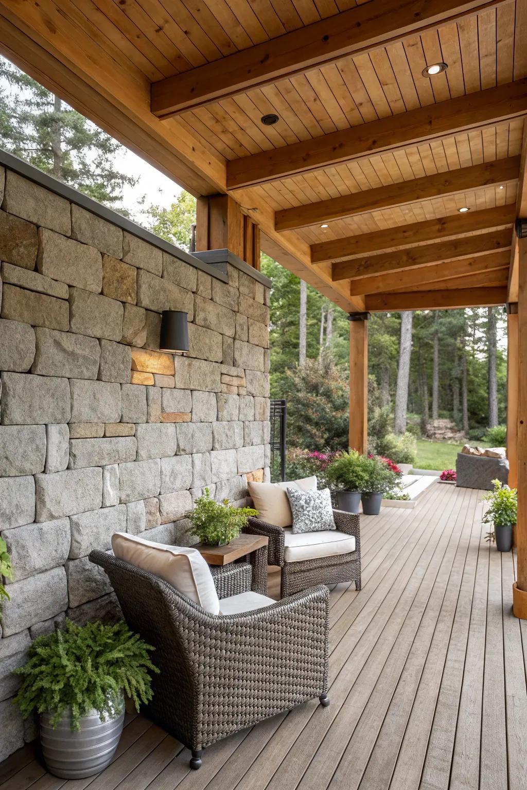 Warm up your area with wooden elements.