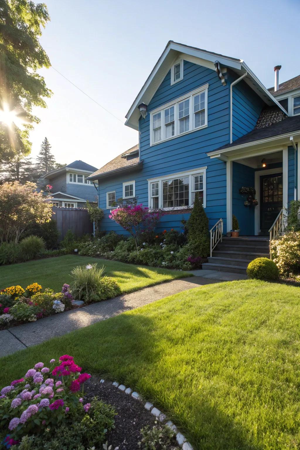 Glossy paint lends a luxurious sheen to blue exteriors.