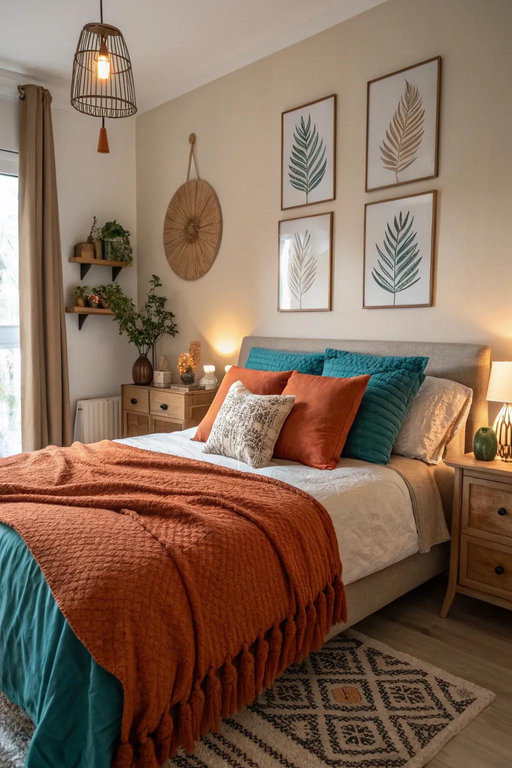 Teal accents creating a striking contrast.
