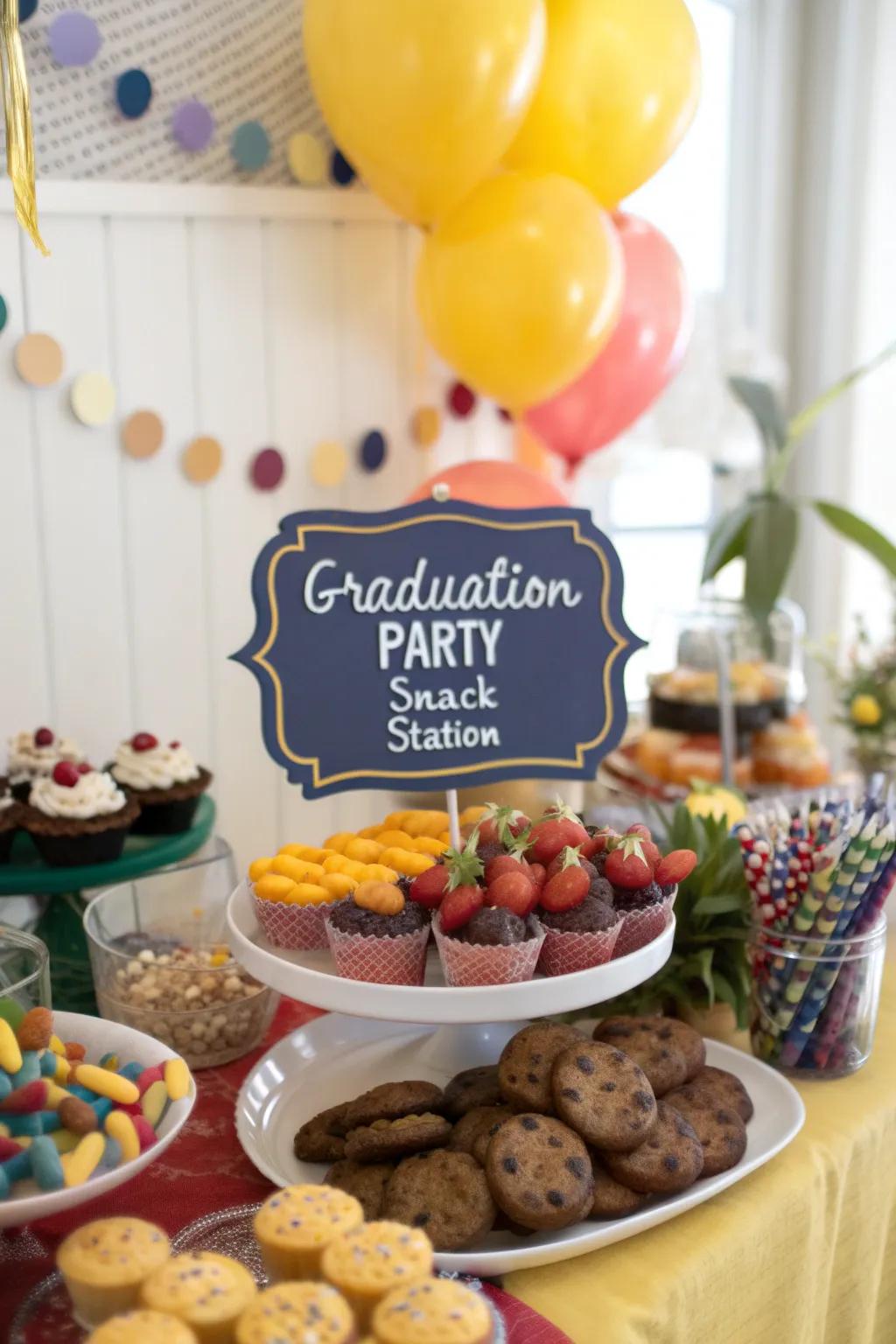 Delight guests with a personalized snack station.