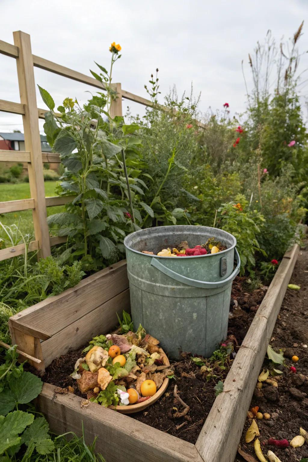Soil in the space is enriched because of container composting.