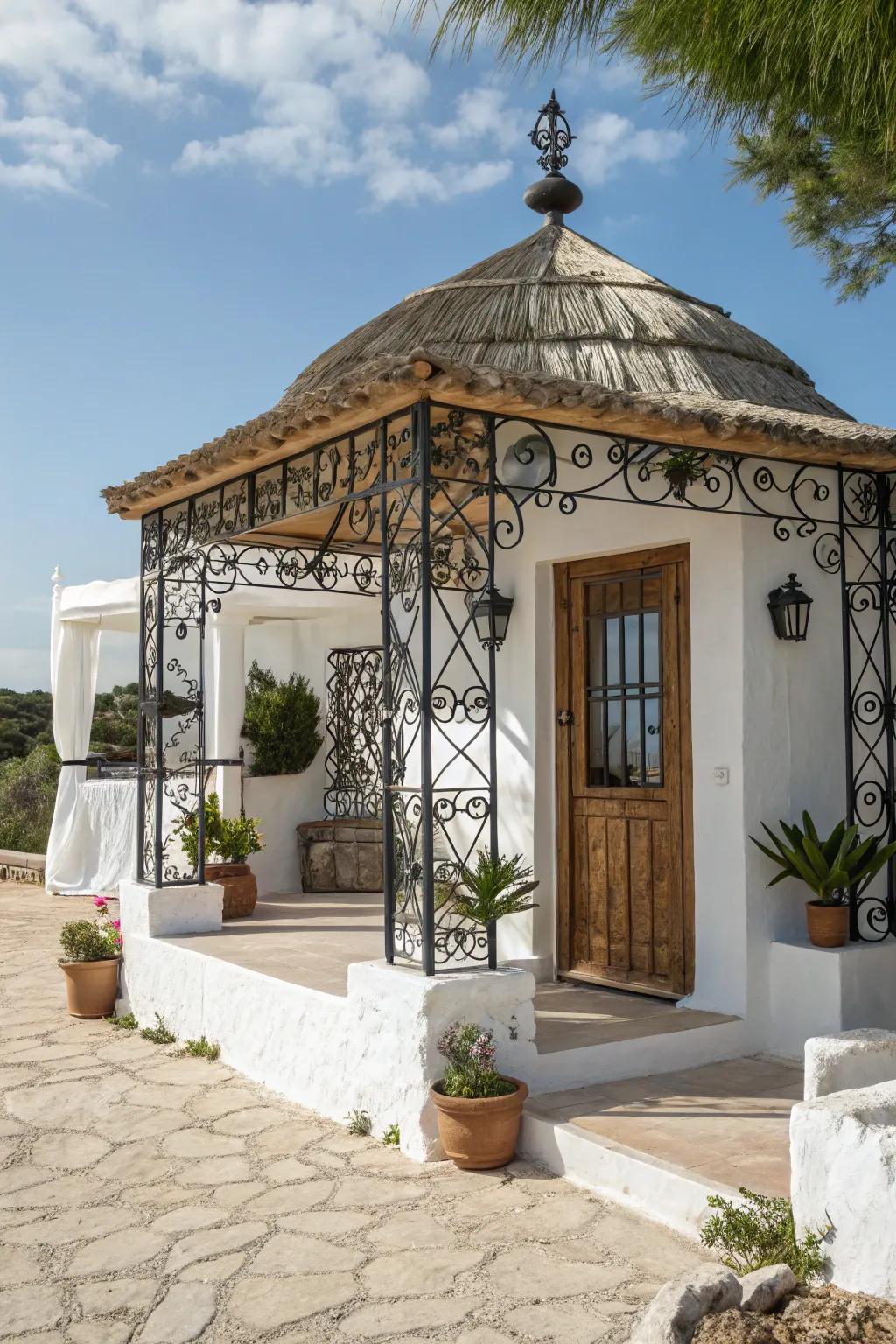 A Mediterranean cabana for a seaside escape experience.