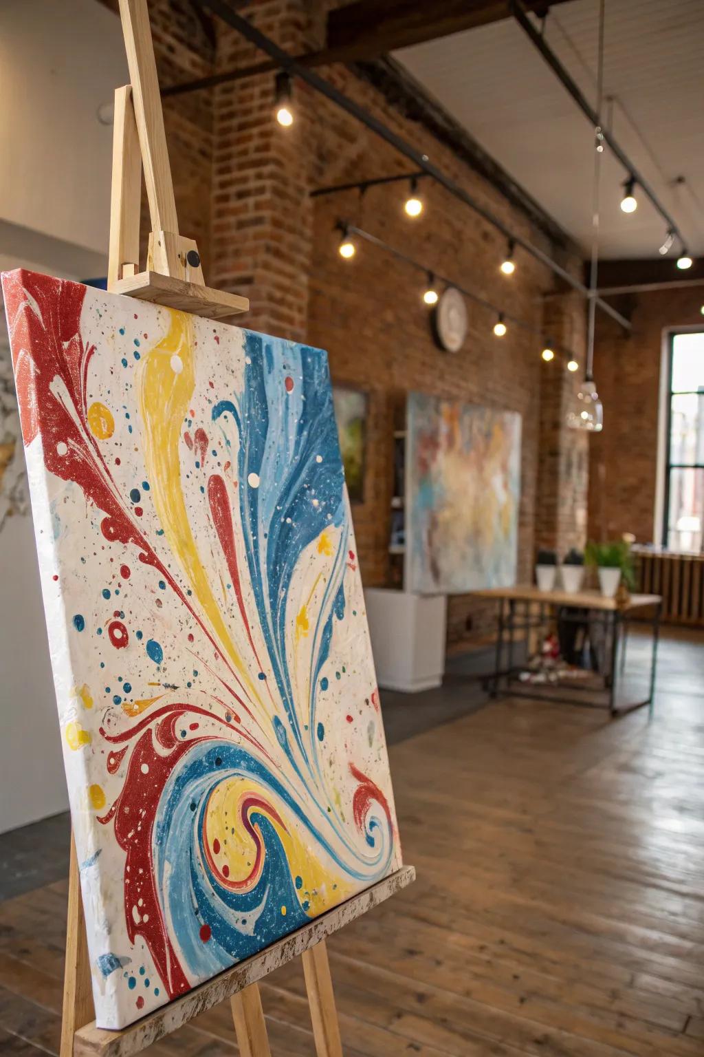 Cascade canvas showcased in an artistic creation center