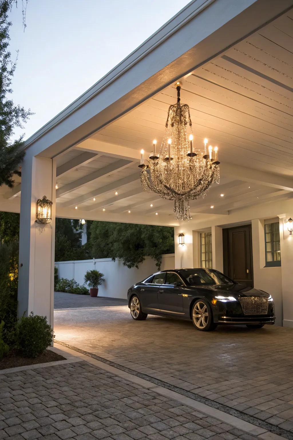 Chandeliers introduce refinement to your carport.