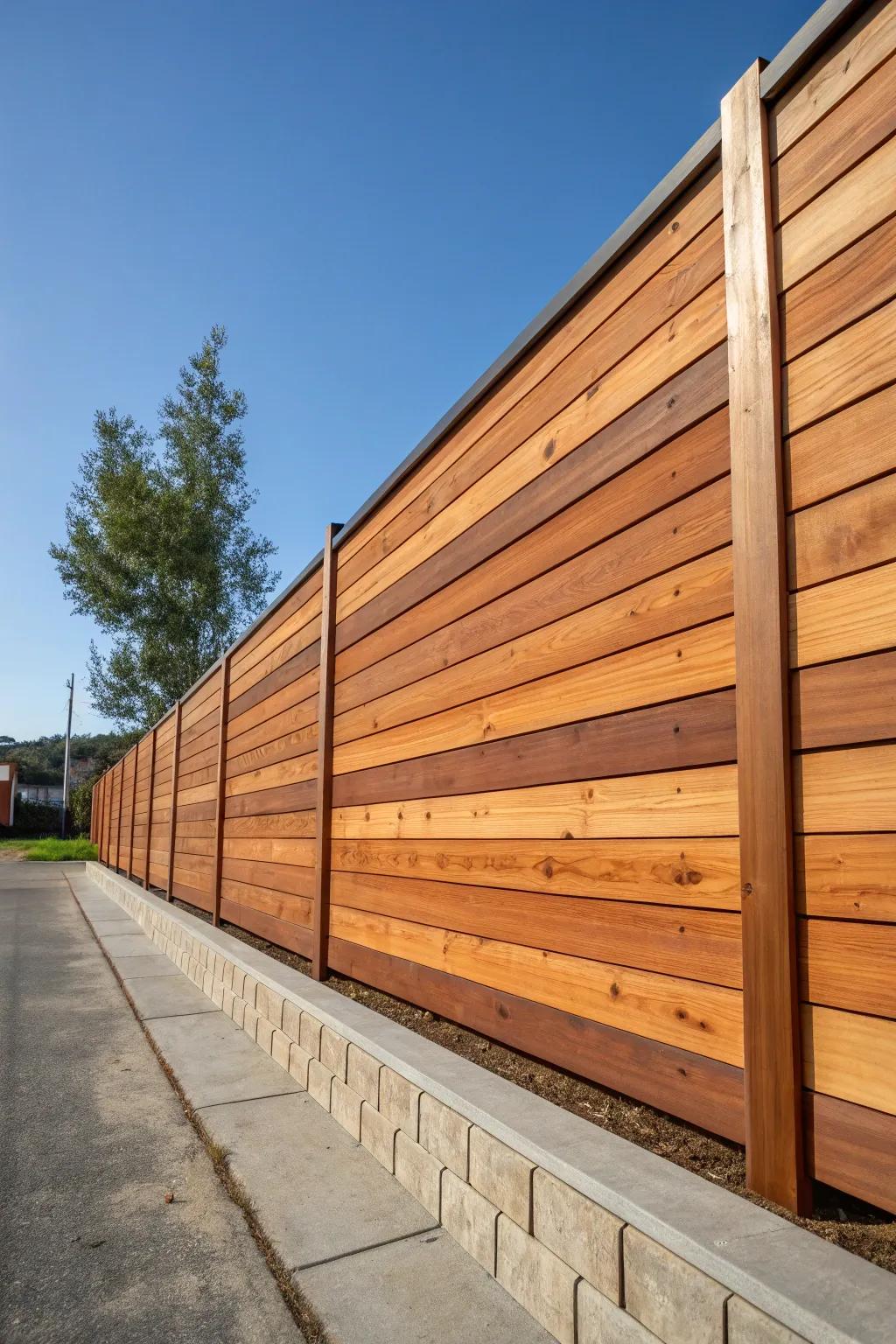 Experience contemporary elegance with a sleek horizontal timber plank surround.