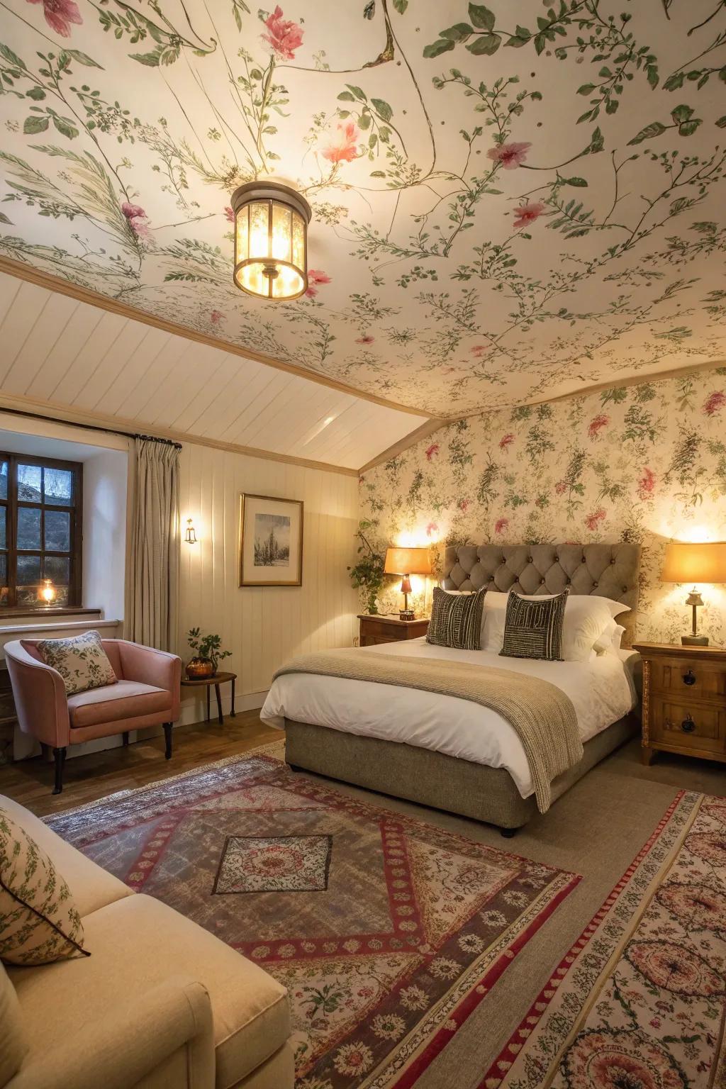 Surprise your guests with an unconventional covered ceiling.