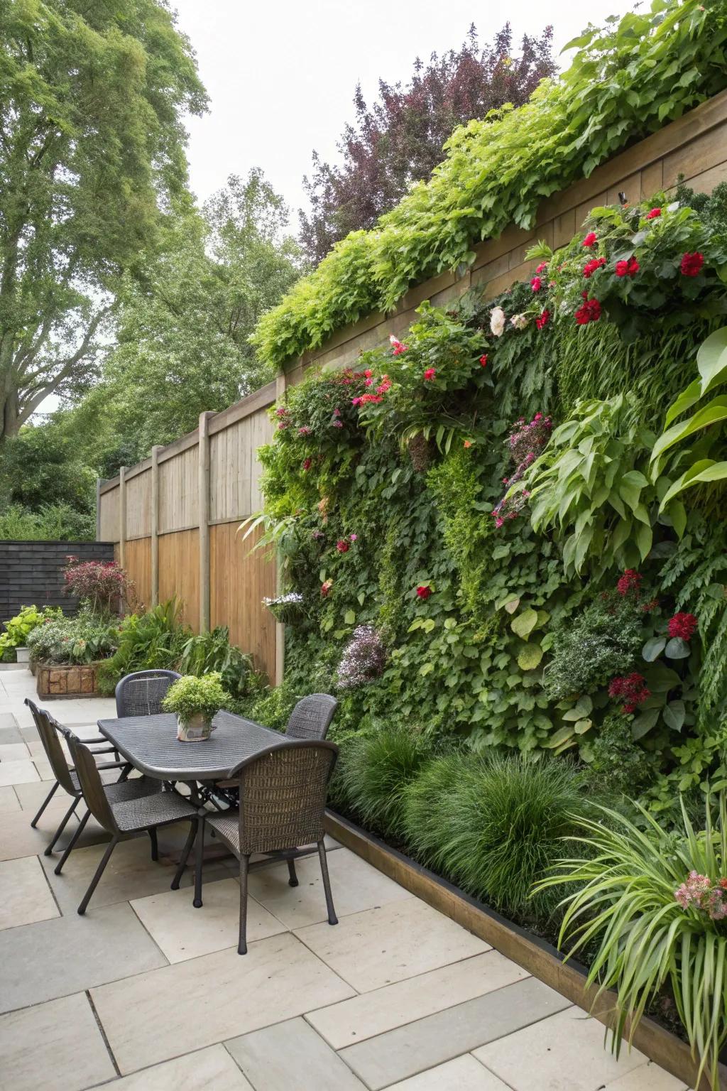 Skyward gardens offer a lush and eco-friendly privacy solution.