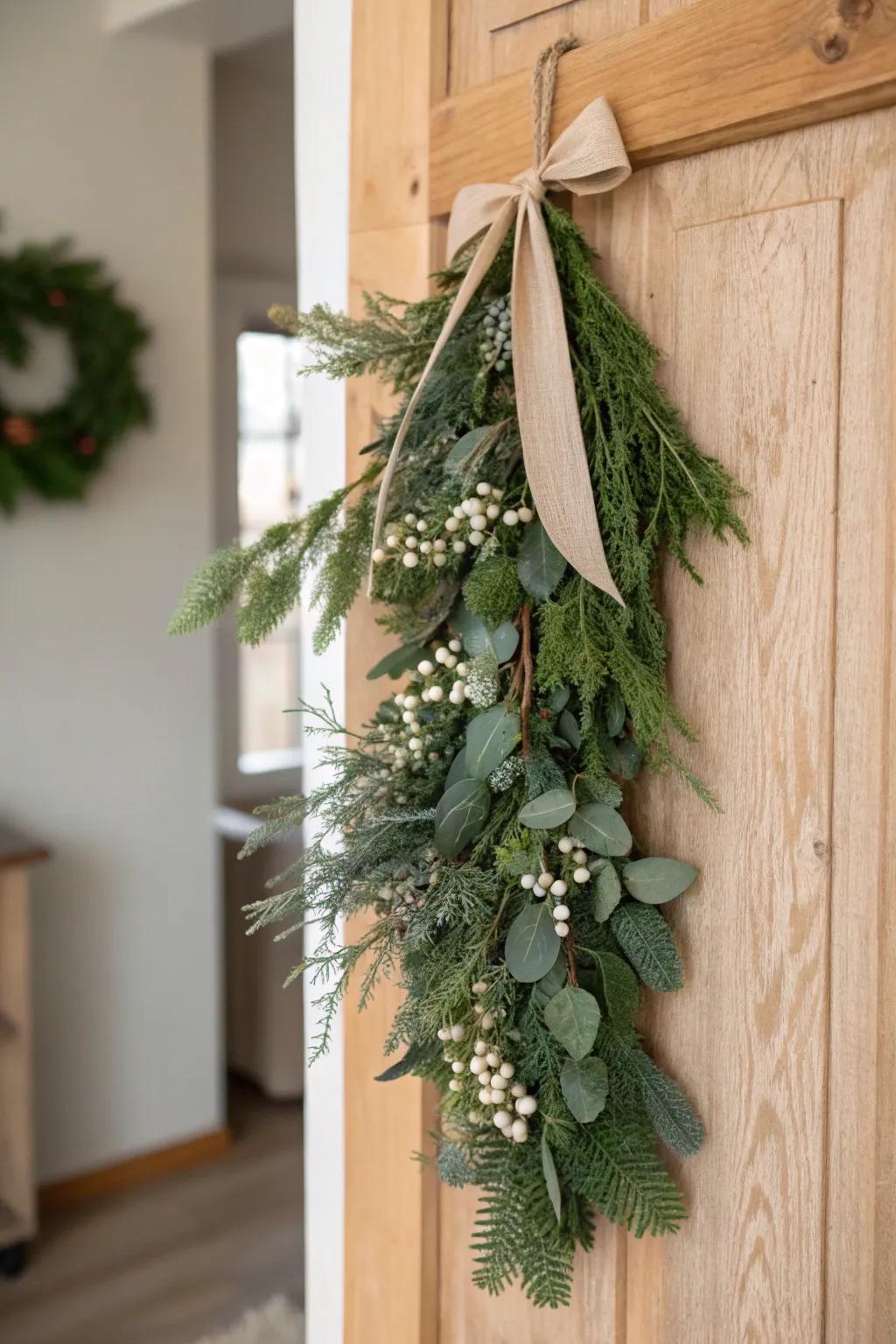 Welcome the season with a touch of nature&mdash;elegant foliage door d&eacute;cor that blends simplicity with festive charm.