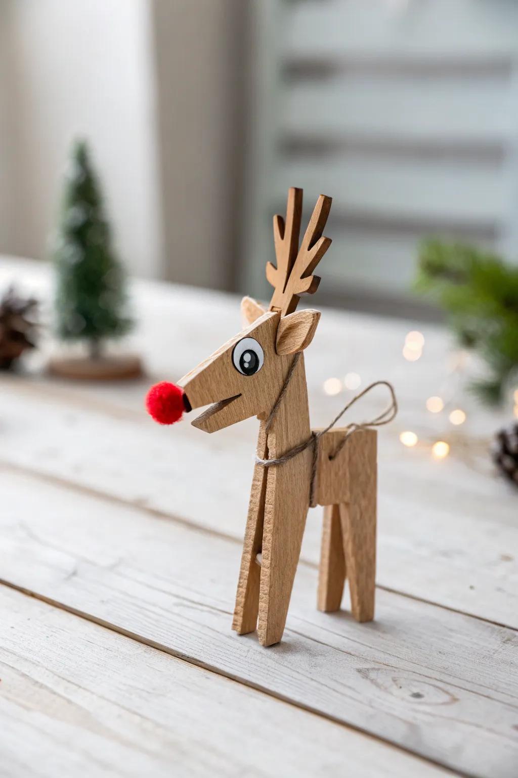 Transform ordinary clothespins into adorable reindeer for a touch of festive, minimalist charm.