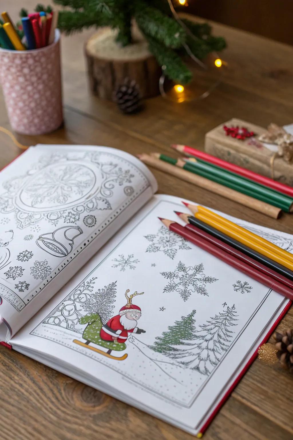 Foster creativity with festive coloring books.