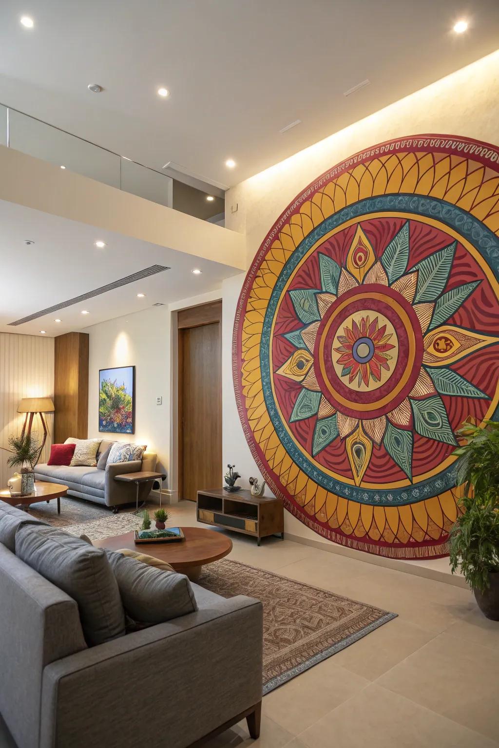 Announce your presence through a circular wall masterpiece.