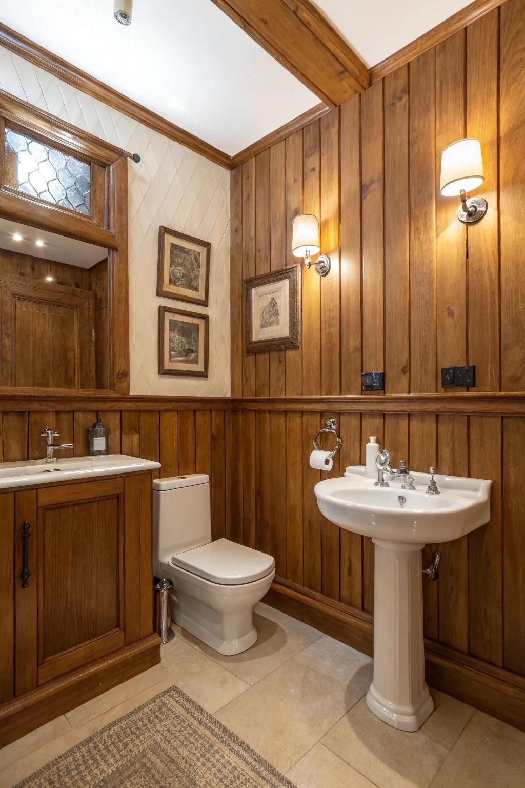 Wooden paneling appends comfort and texture.