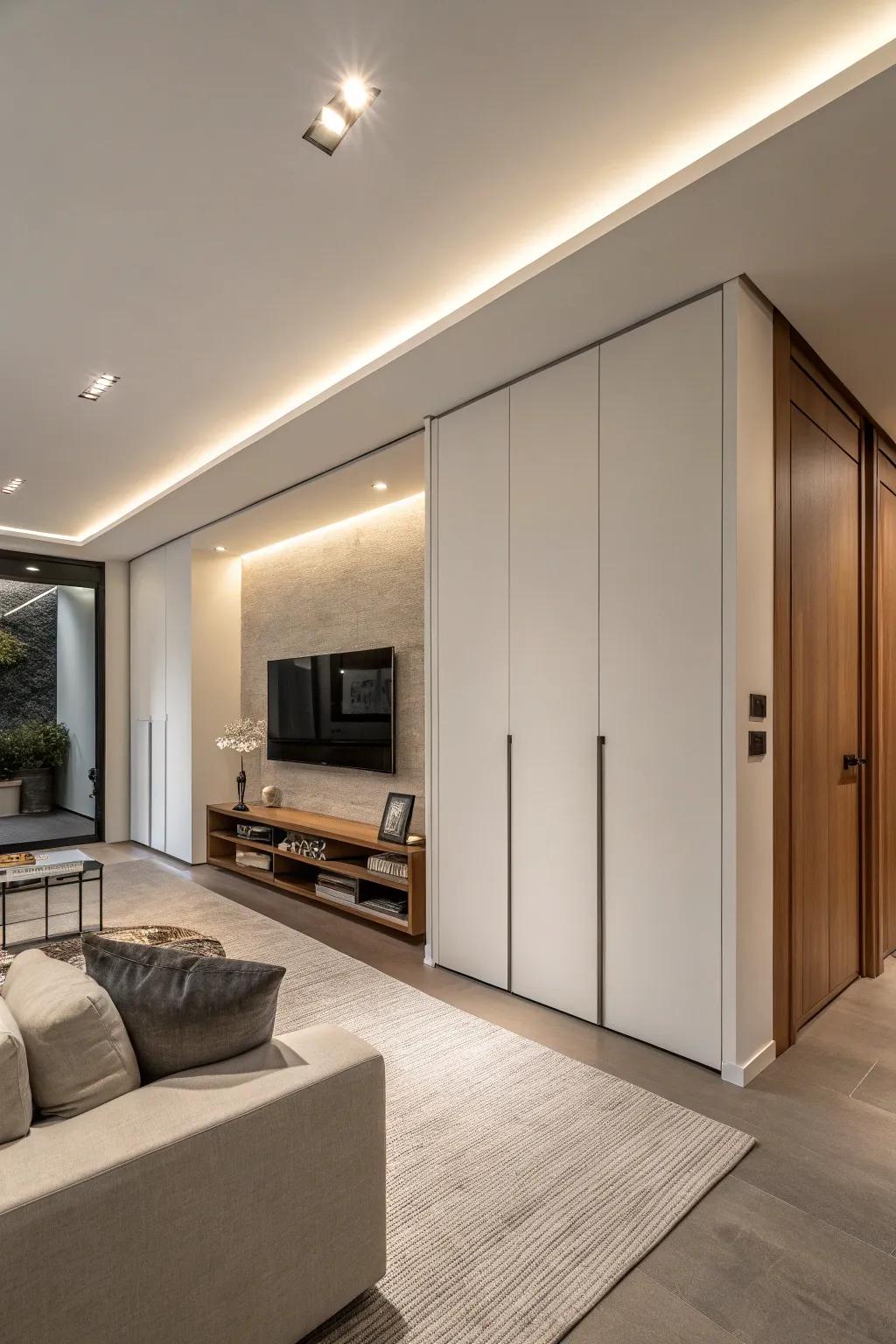 Hidden doors add an intriguing surprise element.