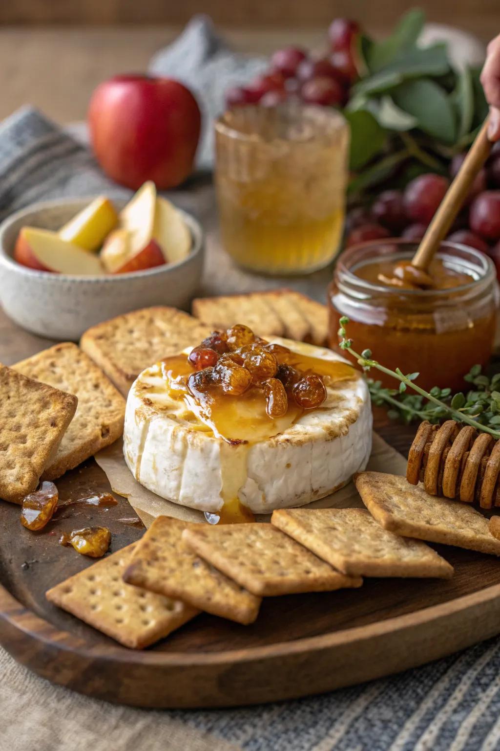 An extravagant honeyed soft cheese snack, ideal for an enjoyable coffee get-together.