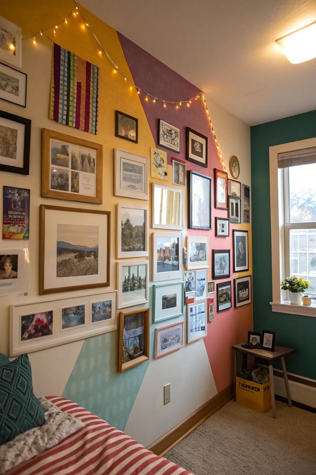 A display wall brings character and warmth to your dorm.