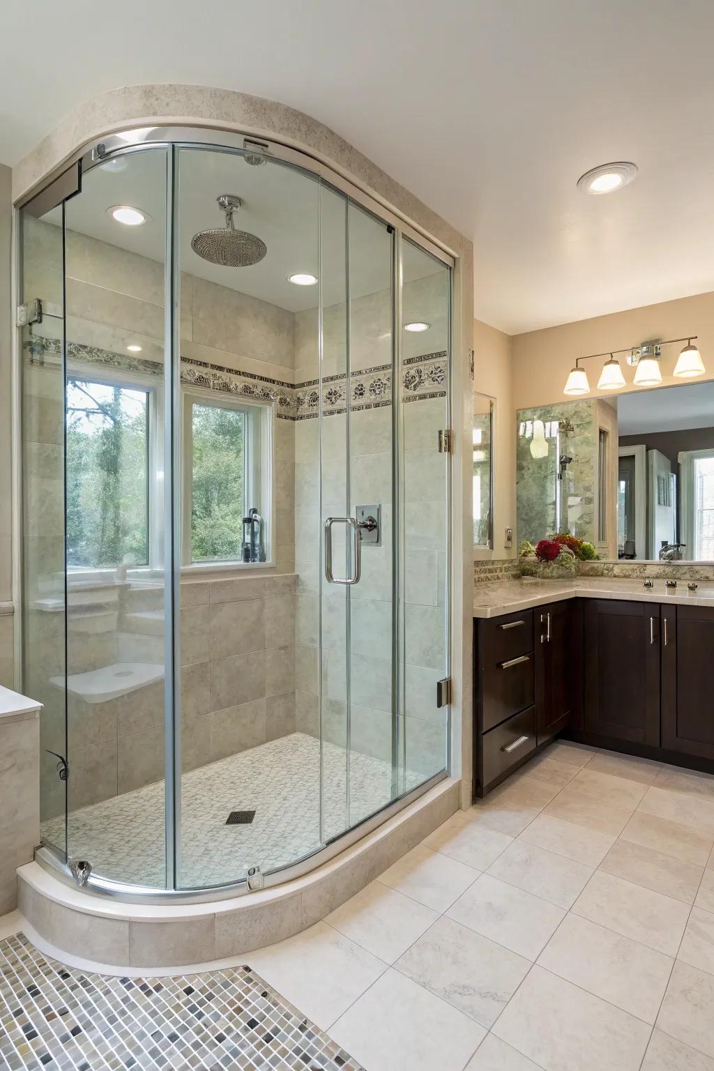 Infuse sophistication through an arched shower design.