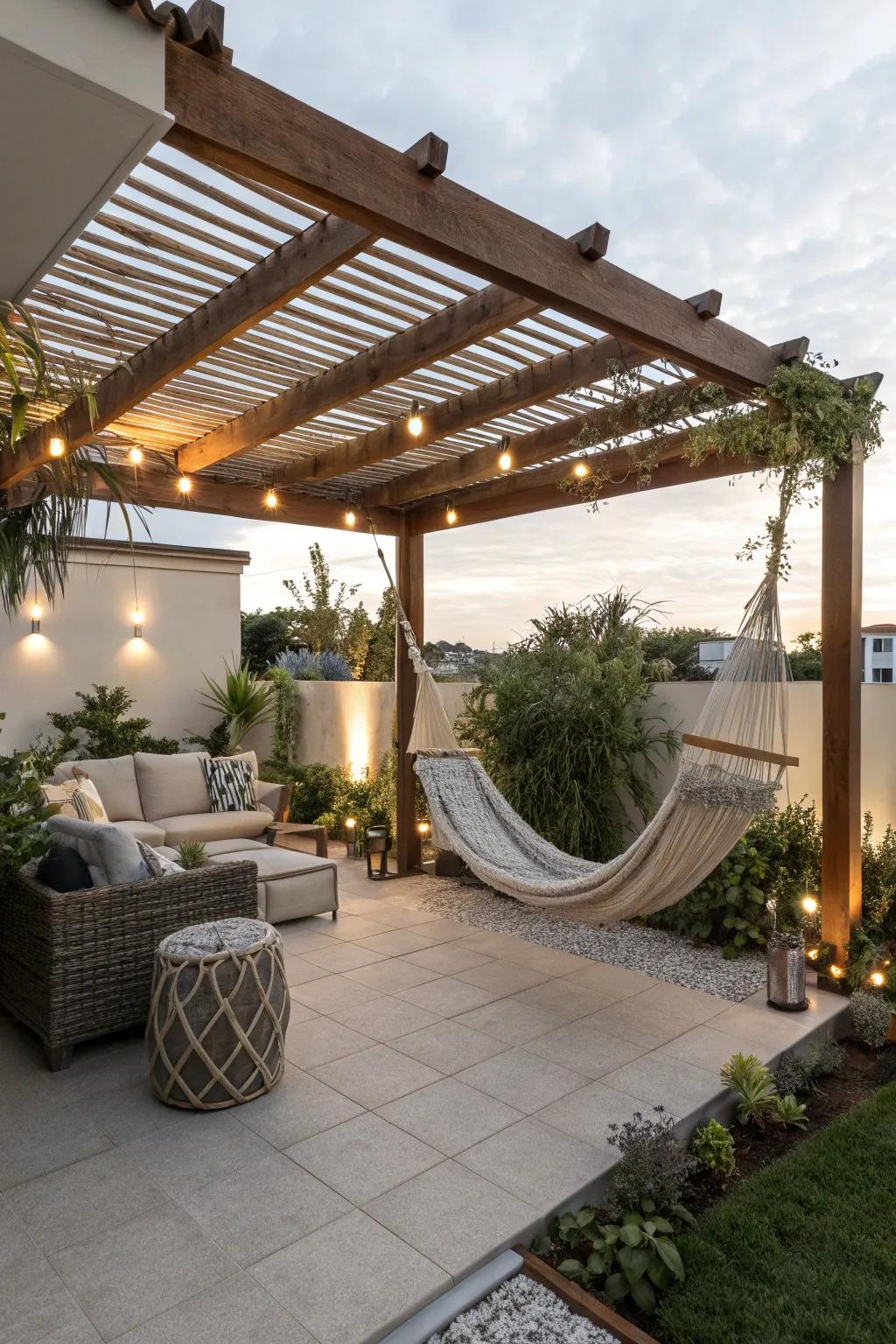 A sling structure is a great blend of relaxation and style.