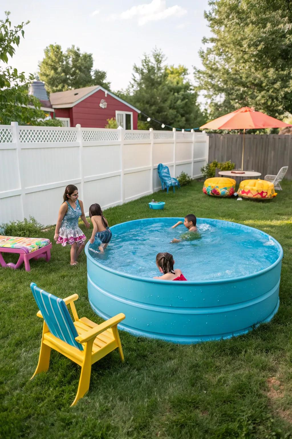 Make a bold statement with a color-pop painted pool.