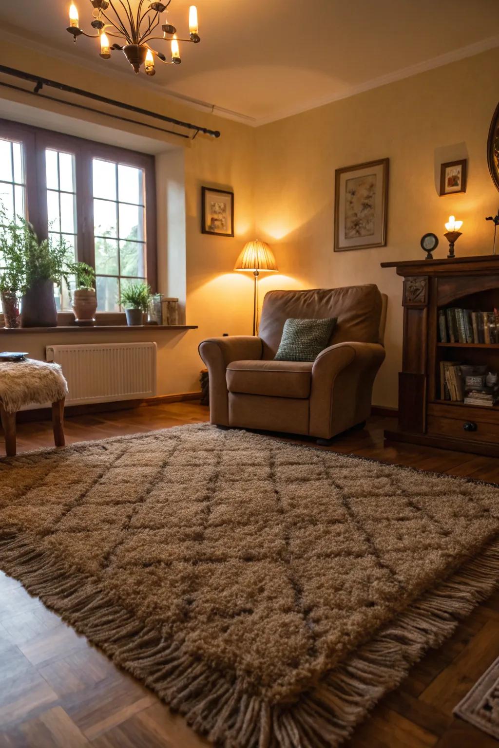 A soft carpet provides warmth and a tactile delight.