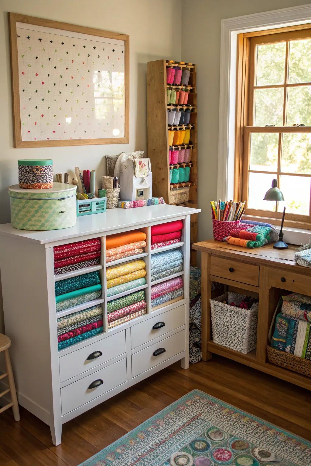 Repurposing furniture can create distinctive and practical storage options.