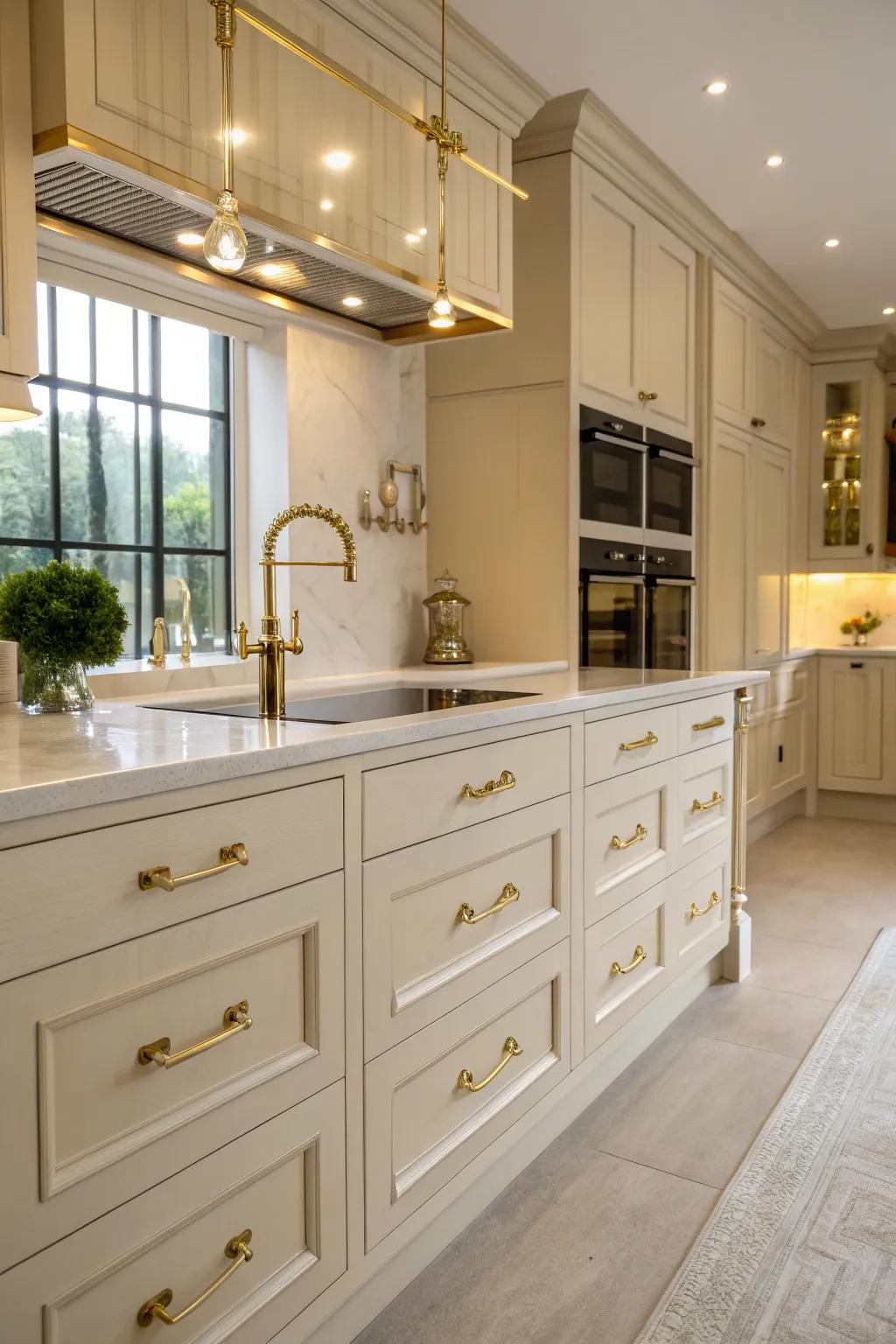 Opulent fixtures add elegance.