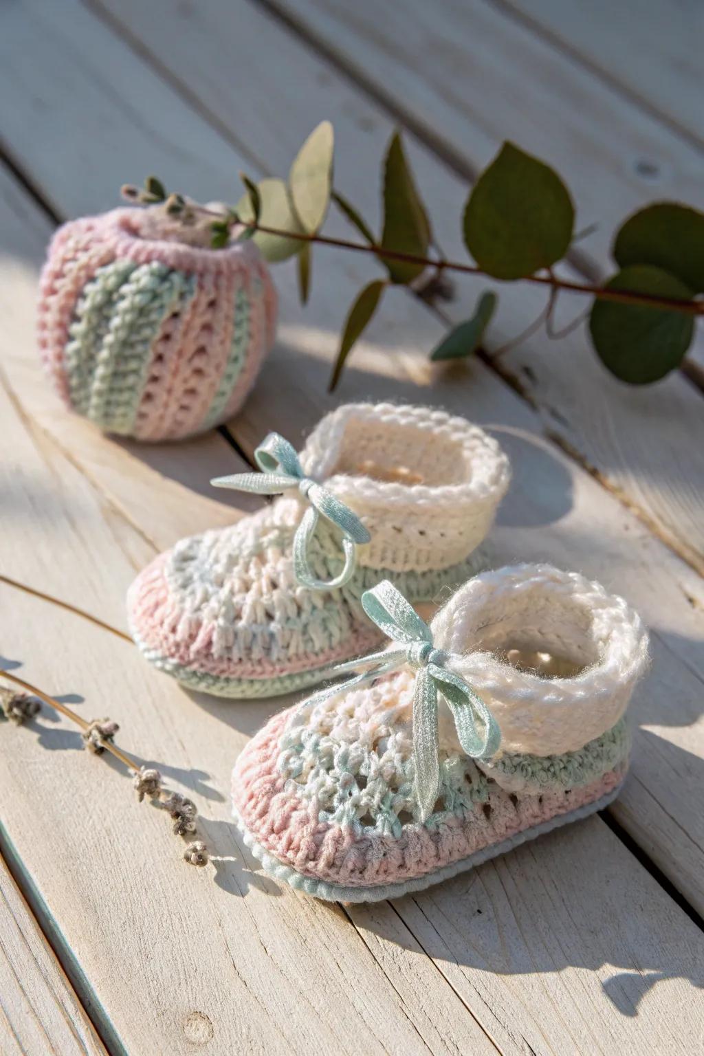 Adorable knit baby shoes: A perfect combination of love and craftsmanship.