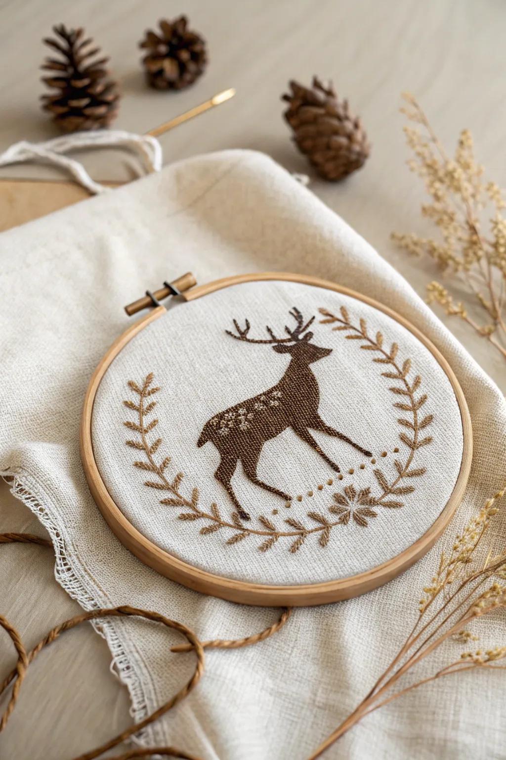 Bring the beauty of the forest into your home with this elegant deer silhouette cross stitch pattern.