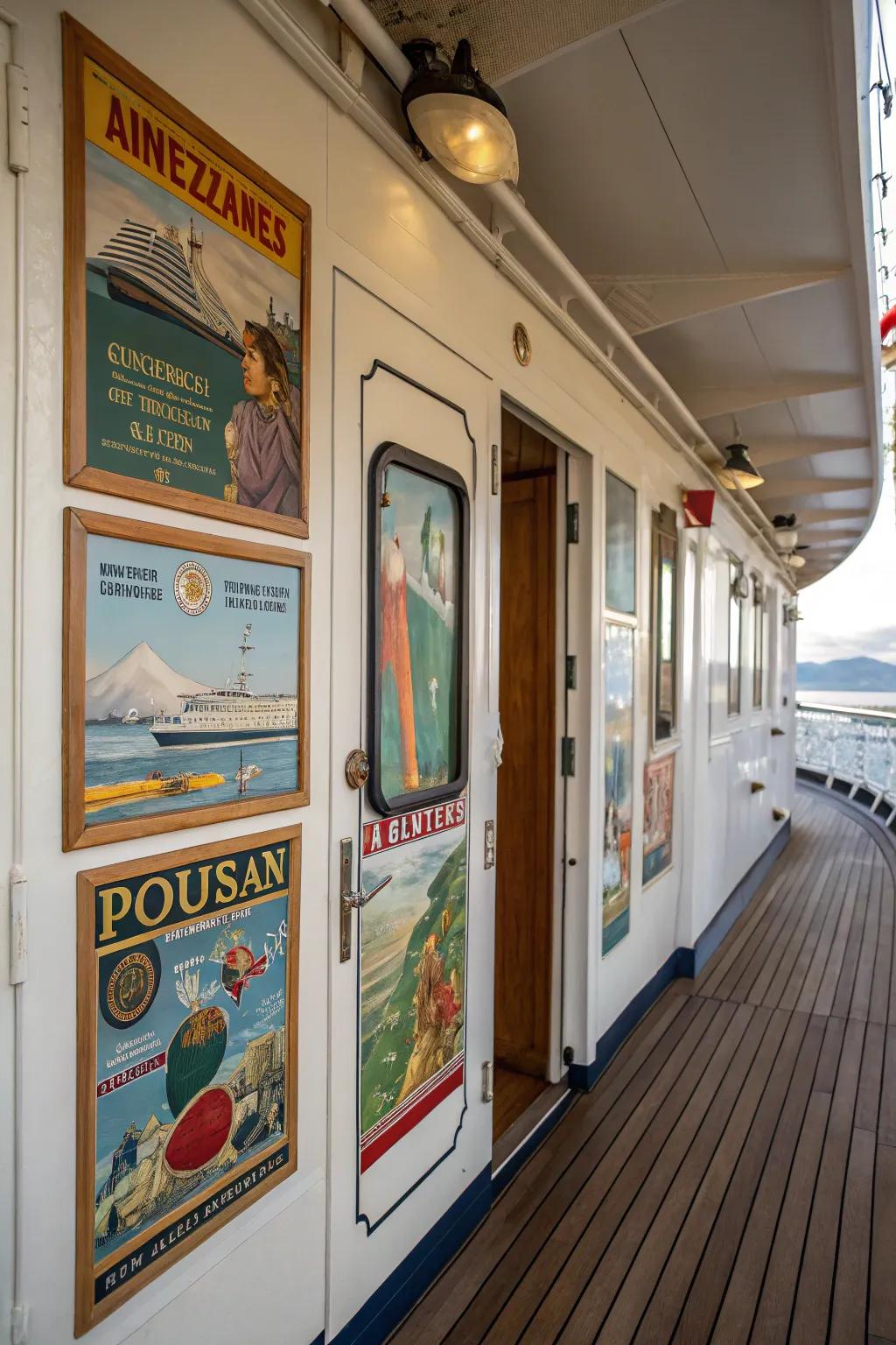With vintage-themed cruise door decorations, you can travel back in time.