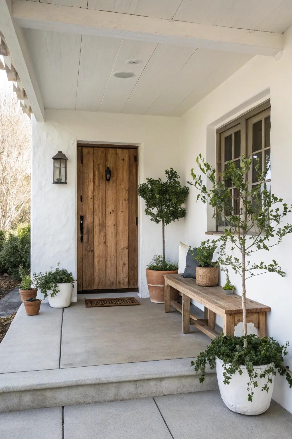 Minimalist decor accentuates the porch's simple elegance.