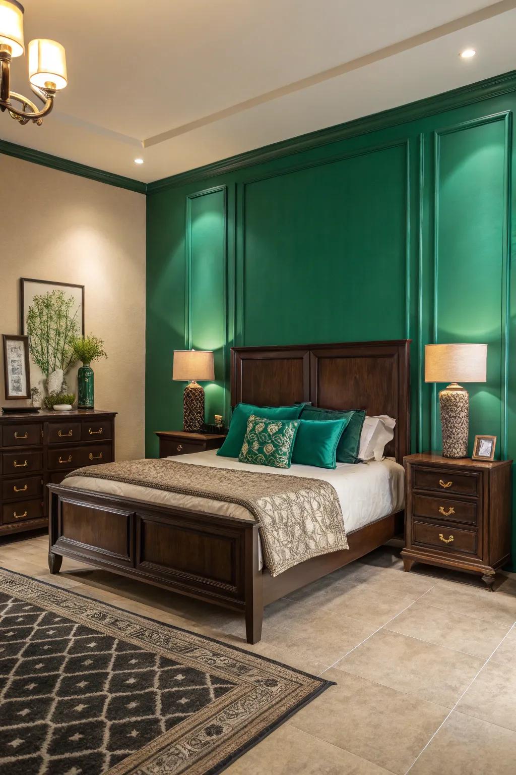 Accent walls give boldness and drama to deep brown environments.
