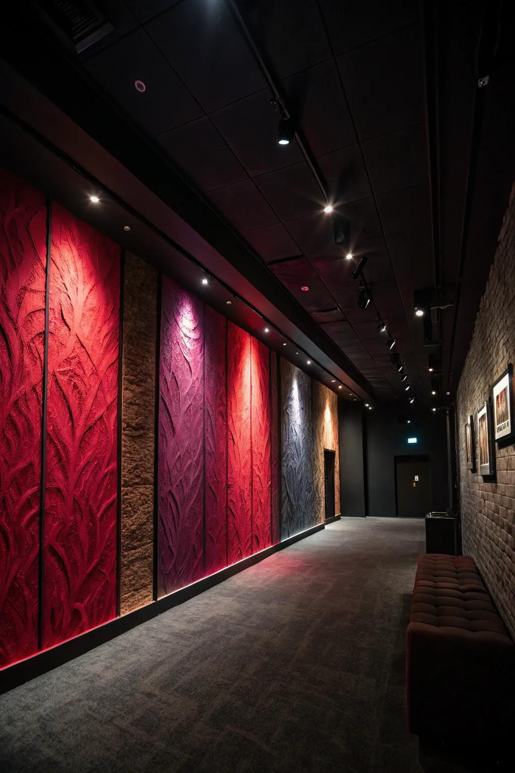 A shaded room showcasing an audacious highlight wall.