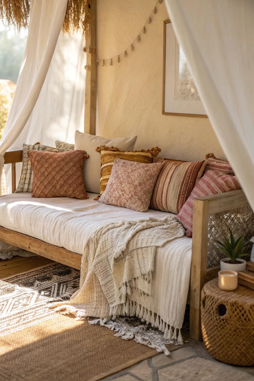 Enhance comfort with textured layers on your daybed.