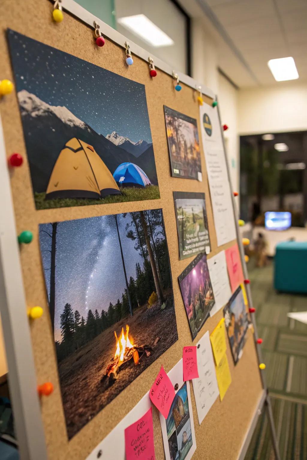 Wilderness Adventure bulletin board conveying the enjoyment of the outdoors indoors.